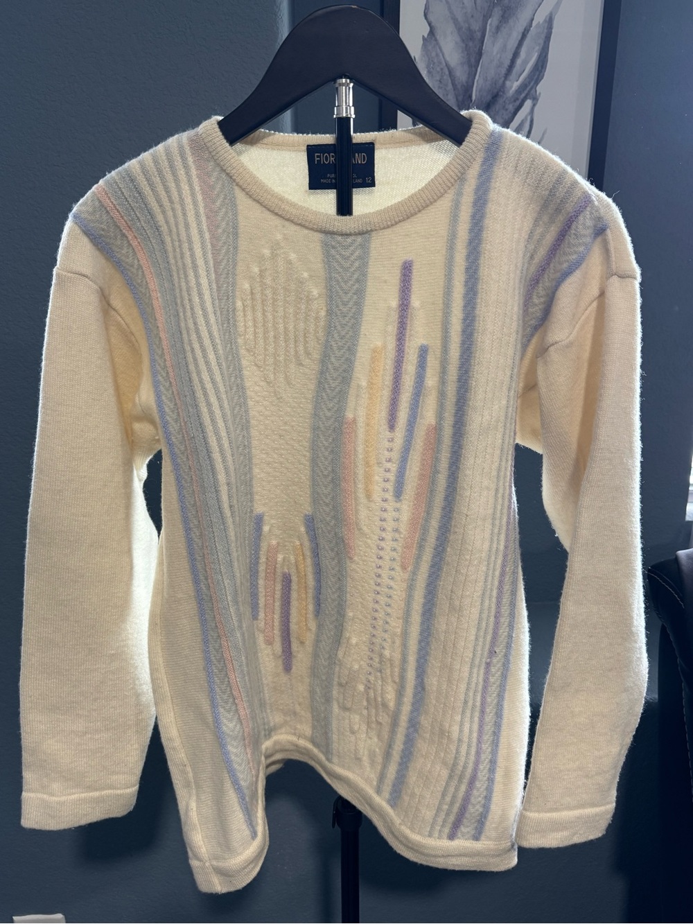 Vintage Fiordland Pure New Wool Cream Sweater - Classic Crew